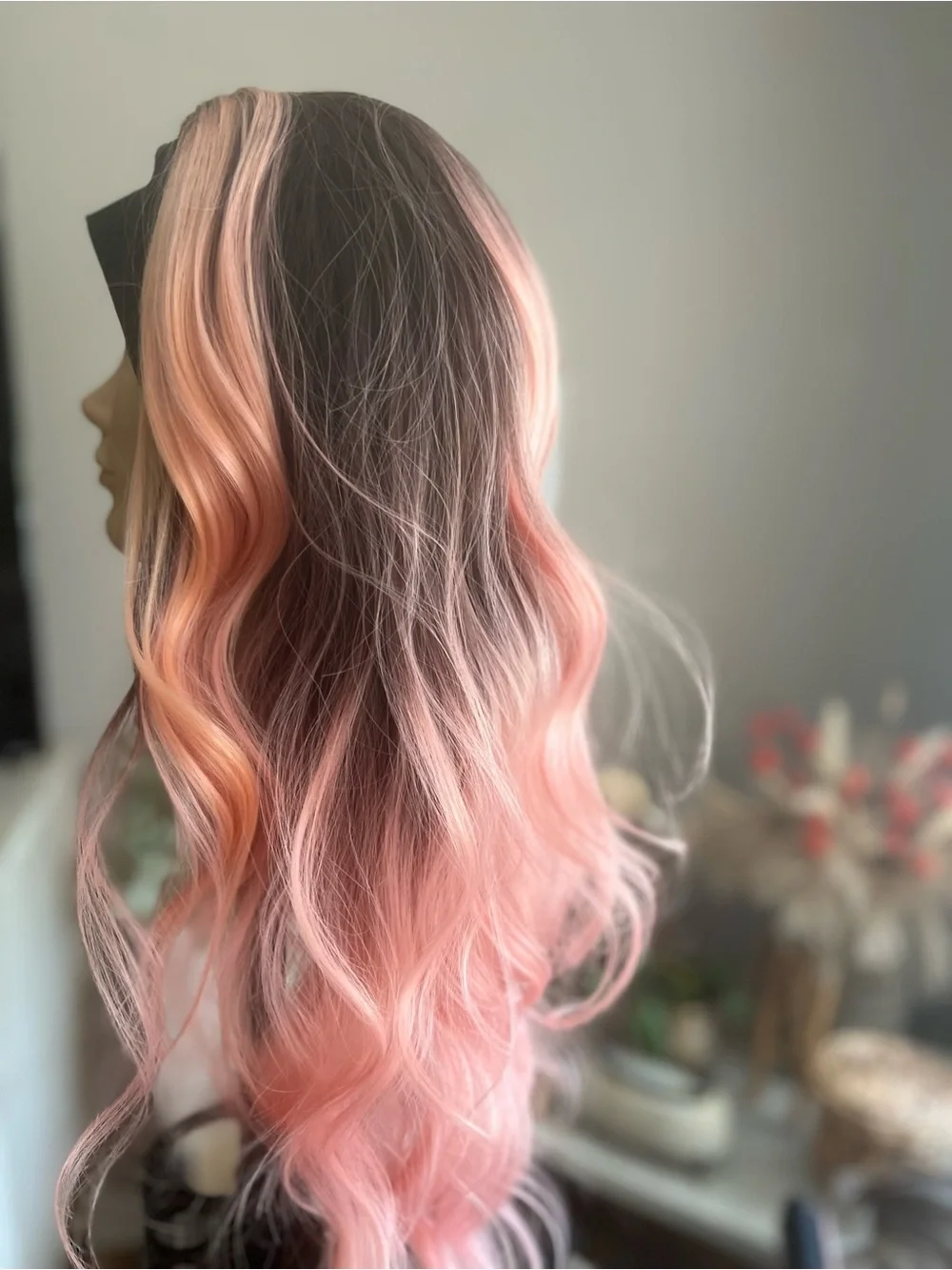 Women's Pink Ombre Wavy Headband Wig